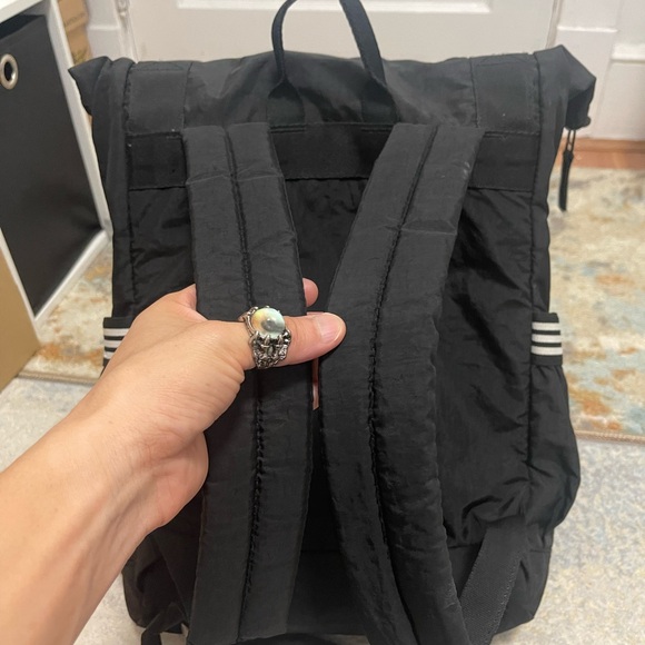 EUC Unisex Adidas Yola Roll-Top Nylo Backpack In Black & White - Picture 12 of 14